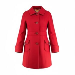 Tulle Anthropologie Red Wool Jacket Size Small Pea Coat Retro Vibes Paisley